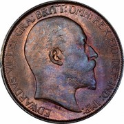 UK Half Penny Edward VII High Horizon 1907 KM# 793.2 EDWARDVS VII DEI GRA:BRITT:OMN:REX FID:DEG:IND:IMP: DES coin obverse UK Half Penny Edward VII High Horizon 1907 KM# 793.2 EDWARDVS VII DEI GRA:BRITT:OMN:REX FID:DEG:IND:IMP: DES coin obverse
