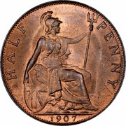UK Half Penny Edward VII High Horizon 1907 KM# 793.2 HALF PENNY *YEAR* coin reverse UK Half Penny Edward VII High Horizon 1907 KM# 793.2 HALF PENNY *YEAR* coin reverse