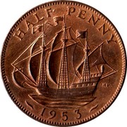 UK Half Penny Elizabeth II 1953 KM# 882 HALF PENNY 1953 HP coin reverse UK Half Penny Elizabeth II 1953 KM# 882 HALF PENNY 1953 HP coin reverse