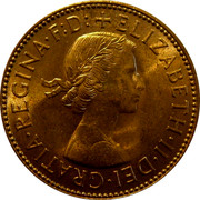 UK Half Penny Elizabeth II 1956 Proof KM# 896 +ELIZABETH∙II∙DEI∙GRATIA∙REGINA∙F:D: coin obverse UK Half Penny Elizabeth II 1956 Proof KM# 896 +ELIZABETH∙II∙DEI∙GRATIA∙REGINA∙F:D: coin obverse