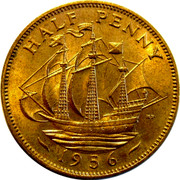 UK Half Penny Elizabeth II 1956 Proof KM# 896 HALF PENNY *YEAR* HP coin reverse UK Half Penny Elizabeth II 1956 Proof KM# 896 HALF PENNY *YEAR* HP coin reverse