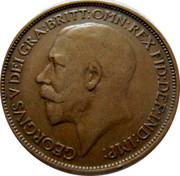 UK Half Penny George V 1916 KM# 809 GEORGIVS V DEI GRA:BRITT:OMN:REX FID:DEF:IND:IMP B.M. coin obverse UK Half Penny George V 1916 KM# 809 GEORGIVS V DEI GRA:BRITT:OMN:REX FID:DEF:IND:IMP B.M. coin obverse