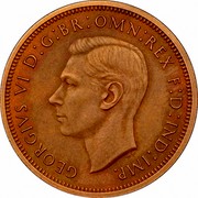 UK Half Penny George V 1937 Proof KM# 844 GEORGIVS VI D:G:BR:OMN:REX F:D:IND:IMP: HP coin obverse UK Half Penny George V 1937 Proof KM# 844 GEORGIVS VI D:G:BR:OMN:REX F:D:IND:IMP: HP coin obverse