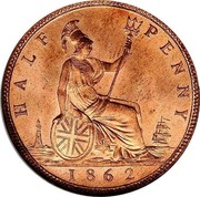 UK Half Penny Victoria toothed border 1862 KM# 748.2 HALF PENNY coin reverse UK Half Penny Victoria toothed border 1862 KM# 748.2 HALF PENNY coin reverse