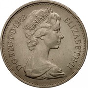 UK New 10 Pence Elizabeth II 1968 KM# 912 D∙G∙REG∙F∙D∙1980 ELIZABETH∙II coin obverse UK New 10 Pence Elizabeth II 1968 KM# 912 D∙G∙REG∙F∙D∙1980 ELIZABETH∙II coin obverse