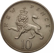 UK New 10 Pence Elizabeth II 1968 KM# 912 NEW PENCE 10 coin reverse UK New 10 Pence Elizabeth II 1968 KM# 912 NEW PENCE 10 coin reverse