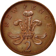 UK New Pence Elizabeth II 1977 Proof KM# 916 NEW PENCE ICH DIEN 2 coin reverse UK New Pence Elizabeth II 1977 Proof KM# 916 NEW PENCE ICH DIEN 2 coin reverse