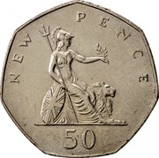 UK New Pence Elizabeth II 1978 KM# 913 NEW PENCE 50 coin reverse UK New Pence Elizabeth II 1978 KM# 913 NEW PENCE 50 coin reverse