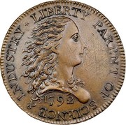 USA One Cent 1792 KM# PnG1 Issues of 1792 LIBERTY PARENT OF SCIENCE & INDUSTRY coin obverse USA One Cent 1792 KM# PnG1 Issues of 1792 LIBERTY PARENT OF SCIENCE & INDUSTRY coin obverse