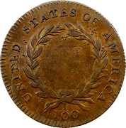 USA One Cent 1792 KM# PnF1 Issues of 1792 UNITED STATES OF AMERICA ONE CENT 1/100 coin reverse USA One Cent 1792 KM# PnF1 Issues of 1792 UNITED STATES OF AMERICA ONE CENT 1/100 coin reverse