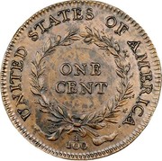 USA One Cent 1792 KM# PnG1 Issues of 1792 UNITED STATES OF AMERICA. ONE CENT 1/100 coin reverse USA One Cent 1792 KM# PnG1 Issues of 1792 UNITED STATES OF AMERICA. ONE CENT 1/100 coin reverse