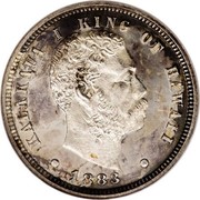 USA One Dime Hawaii Kalakaua (Umi Keneta) 1883 Proof KM# 3 KALAKAUA I KING OF HAWAII coin obverse USA One Dime Hawaii Kalakaua (Umi Keneta) 1883 Proof KM# 3 KALAKAUA I KING OF HAWAII coin obverse