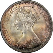 UK One Florin Two Shillings 1869 Proof KM# 746.2 VICTORIA D:G:BRITT: REG:F:D: *YEAR* coin obverse UK One Florin Two Shillings 1869 Proof KM# 746.2 VICTORIA D:G:BRITT: REG:F:D: *YEAR* coin obverse