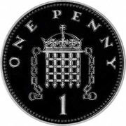 UK One Penny Crowned Portcullis 2008 British Royal Mint Proof KM# 986b ONE PENNY 1 coin reverse UK One Penny Crowned Portcullis 2008 British Royal Mint Proof KM# 986b ONE PENNY 1 coin reverse