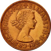 UK One Penny Elizabeth II 1963 Proof KM# 897 +ELIZABETH∙II∙DEI∙GRATIA∙REGINA∙F:D: coin obverse UK One Penny Elizabeth II 1963 Proof KM# 897 +ELIZABETH∙II∙DEI∙GRATIA∙REGINA∙F:D: coin obverse