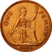UK One Penny Elizabeth II 1963 Proof KM# 897 ONE PENNY *YEAR* coin reverse UK One Penny Elizabeth II 1963 Proof KM# 897 ONE PENNY *YEAR* coin reverse