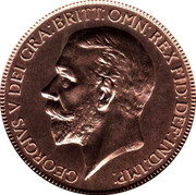 UK One Penny George V 1927 KM# 826 GEORGIVS V DEI GRA:BRITT:OMN:REX FID:DEF:IND:IMP: BM coin obverse UK One Penny George V 1927 KM# 826 GEORGIVS V DEI GRA:BRITT:OMN:REX FID:DEF:IND:IMP: BM coin obverse