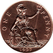UK One Penny George V 1927 KM# 826 ONE PENNY *YEAR* coin reverse UK One Penny George V 1927 KM# 826 ONE PENNY *YEAR* coin reverse