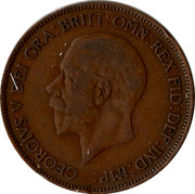 UK One Penny George V 1930 KM# 838 GEORGIVS V DEI GRA:BRITT:OMN:REX FID:DEF:IND:IMP: coin obverse UK One Penny George V 1930 KM# 838 GEORGIVS V DEI GRA:BRITT:OMN:REX FID:DEF:IND:IMP: coin obverse