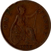 UK One Penny George V 1930 KM# 838 ONE PENNY *YEAR* coin reverse UK One Penny George V 1930 KM# 838 ONE PENNY *YEAR* coin reverse