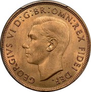 UK One Penny George VI 1951 Proof KM# 869 GEORGIVS VI D:G:BR:OMN:REX FIDEI DEF. HP coin obverse UK One Penny George VI 1951 Proof KM# 869 GEORGIVS VI D:G:BR:OMN:REX FIDEI DEF. HP coin obverse