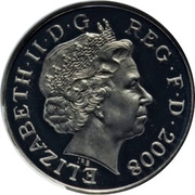UK One Penny Partial Shield of Arms 2008 KM# 1107c ELIZABETH II D G REG F D 2008 coin obverse UK One Penny Partial Shield of Arms 2008 KM# 1107c ELIZABETH II D G REG F D 2008 coin obverse