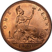 UK One Penny Victoria 1860 Without obverse signature, 15 leaves KM# 749.2 ONE PENNY coin reverse UK One Penny Victoria 1860 Without obverse signature, 15 leaves KM# 749.2 ONE PENNY coin reverse