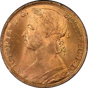 UK One Penny Victoria 1890 Proof KM# 755 VICTORIA D:G: BRITT: REG: F:D: coin obverse UK One Penny Victoria 1890 Proof KM# 755 VICTORIA D:G: BRITT: REG: F:D: coin obverse