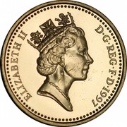 UK One Pound English Lions 1997 Proof KM# 975 ELIZABETH II D∙G∙REG∙F∙D∙1997 RDM coin obverse