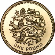 UK One Pound English Lions 1997 Proof KM# 975 ONE POUND coin reverse