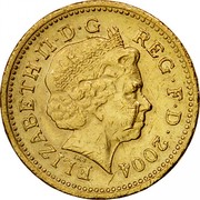 UK One Pound Forth Railway Bridge 2004 British Royal Mint Proof KM# 1048 ELIZABETH∙II∙D∙G REG∙F∙D∙2004 IRB coin obverse UK One Pound Forth Railway Bridge 2004 British Royal Mint Proof KM# 1048 ELIZABETH∙II∙D∙G REG∙F∙D∙2004 IRB coin obverse