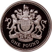 UK One Pound Royal Arms 1993 Proof KM# 964a HONI SOIT QUI MAL Y PENSE DIEU ET MON DROIT ONE POUND coin reverse UK One Pound Royal Arms 1993 Proof KM# 964a HONI SOIT QUI MAL Y PENSE DIEU ET MON DROIT ONE POUND coin reverse