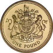UK One Pound Royal Arms 1993 KM# 964 HONI SOIT QUI MAL Y PENSE DIEU ET MON DROIT ONE POUND coin reverse UK One Pound Royal Arms 1993 KM# 964 HONI SOIT QUI MAL Y PENSE DIEU ET MON DROIT ONE POUND coin reverse