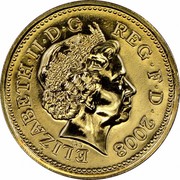 UK One Pound Royal Arms 2008 KM# 993 ELIZABETH∙II∙D∙G REG∙F∙D∙1998 IRB coin obverse UK One Pound Royal Arms 2008 KM# 993 ELIZABETH∙II∙D∙G REG∙F∙D∙1998 IRB coin obverse