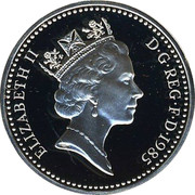 UK One Pound Welsh Leek 1985 Proof KM# 941a ELIZABETH II D∙G∙REG∙F∙D∙1985 RDM coin obverse UK One Pound Welsh Leek 1985 Proof KM# 941a ELIZABETH II D∙G∙REG∙F∙D∙1985 RDM coin obverse