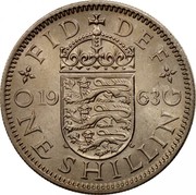 UK One Shilling Elizabeth II 1963 KM# 904 FID DEF *YEAR* W G ONE SHILLING coin reverse UK One Shilling Elizabeth II 1963 KM# 904 FID DEF *YEAR* W G ONE SHILLING coin reverse