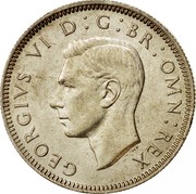 UK One Shilling English crest 1944 KM# 853 GEORGIVS VI D:G:BR:OMN:REX HP coin obverse UK One Shilling English crest 1944 KM# 853 GEORGIVS VI D:G:BR:OMN:REX HP coin obverse