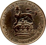 UK One Shilling George V 1927 KM# 829 FID: DEF: IND: IMP: *YEAR* ONE SHILLING coin reverse UK One Shilling George V 1927 KM# 829 FID: DEF: IND: IMP: *YEAR* ONE SHILLING coin reverse