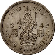 UK One Shilling Scottish Crest 1949 KM# 877 ∙FID∙ ∙DEF∙ *YEAR* ∙ONE SHILLING∙ coin reverse UK One Shilling Scottish Crest 1949 KM# 877 ∙FID∙ ∙DEF∙ *YEAR* ∙ONE SHILLING∙ coin reverse