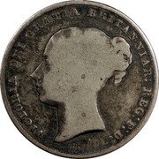 UK One Shilling Victoria 1844 KM# 734.1 VICTORIA DEI GRATIA BRITANNIAR: REG: F: D: coin obverse UK One Shilling Victoria 1844 KM# 734.1 VICTORIA DEI GRATIA BRITANNIAR: REG: F: D: coin obverse