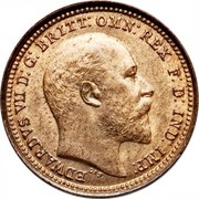 UK One Third Farthing Edward VII 1902 KM# 791 EDWARDVS VII D: G: BRITT: OMN: REX F. D. IND: IMP: DES coin obverse UK One Third Farthing Edward VII 1902 KM# 791 EDWARDVS VII D: G: BRITT: OMN: REX F. D. IND: IMP: DES coin obverse