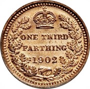 UK One Third Farthing Edward VII 1902 KM# 791 ONE THIRD FARTHING 1902 coin reverse UK One Third Farthing Edward VII 1902 KM# 791 ONE THIRD FARTHING 1902 coin reverse