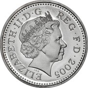 UK Pound 25th Anniversary of Decimal £1s. Menai Bridge 2005 British Royal Mint Proof KM# 1051a ELIZABETH II D G REG F D 2005 IRB coin obverse UK Pound 25th Anniversary of Decimal £1s. Menai Bridge 2005 British Royal Mint Proof KM# 1051a ELIZABETH II D G REG F D 2005 IRB coin obverse
