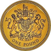 UK Pound 25th Anniversary of Decimal £1s, Royal Arms 2008 British Royal Mint Proof KM# 993b ONE POUND coin reverse UK Pound 25th Anniversary of Decimal £1s, Royal Arms 2008 British Royal Mint Proof KM# 993b ONE POUND coin reverse
