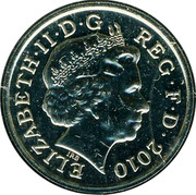 UK Pound Belfast 2010 British Royal Mint Proof KM# 1159a ELIZABETH∙II∙D∙G REG∙F∙D∙2010 IRB coin obverse UK Pound Belfast 2010 British Royal Mint Proof KM# 1159a ELIZABETH∙II∙D∙G REG∙F∙D∙2010 IRB coin obverse