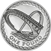 UK Pound Gateshead Millenium Bridge 2007 British Royal Mint Proof KM# 1074a ONE POUND coin reverse