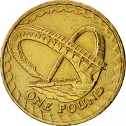 UK Pound Gateshead Millennium Bridge 2007 British Royal Mint KM# 1074 ONE POUND coin reverse UK Pound Gateshead Millennium Bridge 2007 British Royal Mint KM# 1074 ONE POUND coin reverse