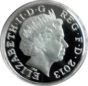 UK Pound Rose and Oak 2013 Proof KM# 1237a ELIZABETH∙II∙D∙G REG∙F∙D∙2013 IRB coin obverse UK Pound Rose and Oak 2013 Proof KM# 1237a ELIZABETH∙II∙D∙G REG∙F∙D∙2013 IRB coin obverse