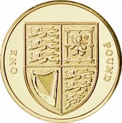 UK Pound Shield of the Royal Arms 2008 British Royal Mint Proof KM# 1113 ONE POUND coin reverse UK Pound Shield of the Royal Arms 2008 British Royal Mint Proof KM# 1113 ONE POUND coin reverse