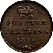 UK Quarter Farthing Victoria 1852 KM# 737 QUARTER FARTHING coin reverse UK Quarter Farthing Victoria 1852 KM# 737 QUARTER FARTHING coin reverse